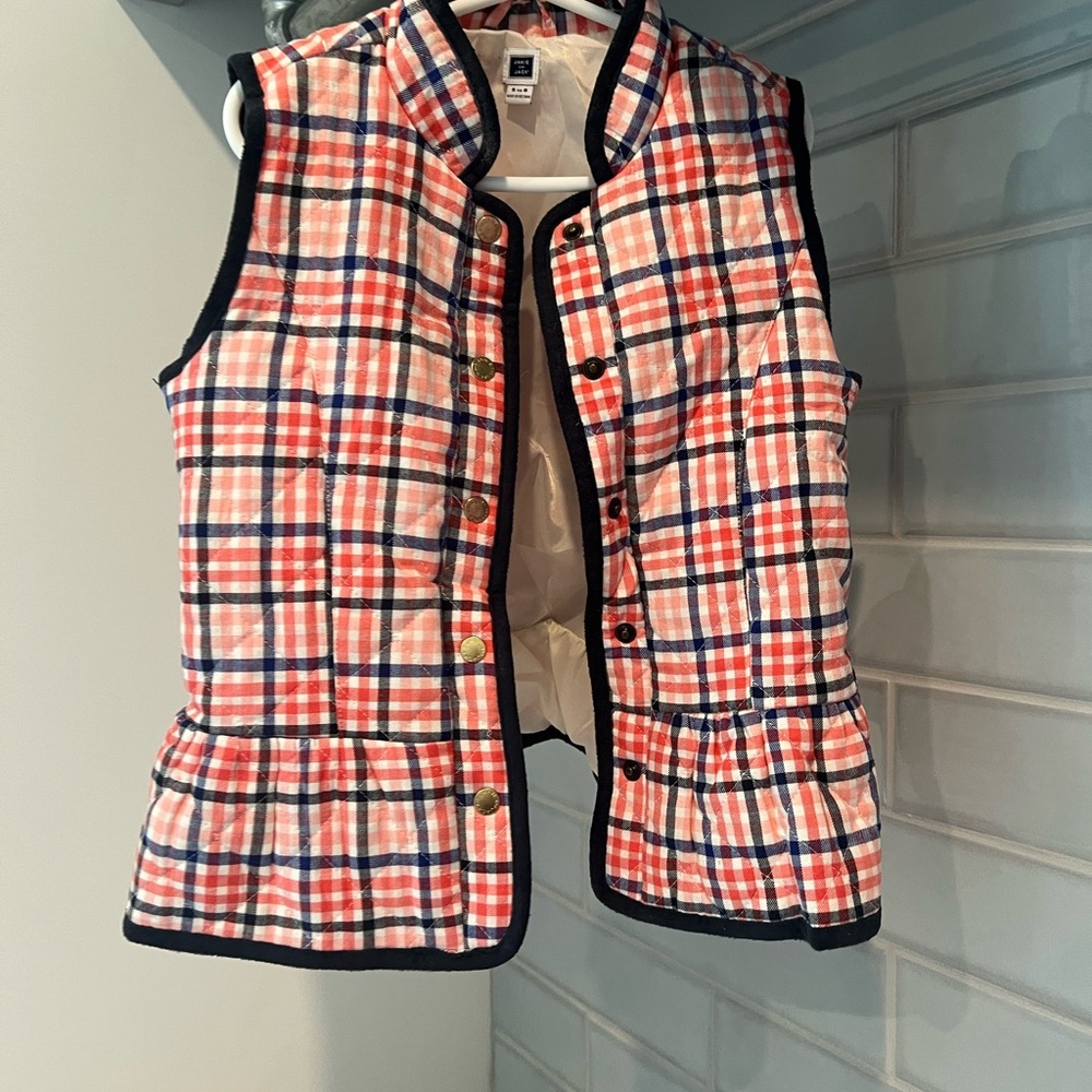 Janie and Jack Red White and Navy Plaid Quilted Vest